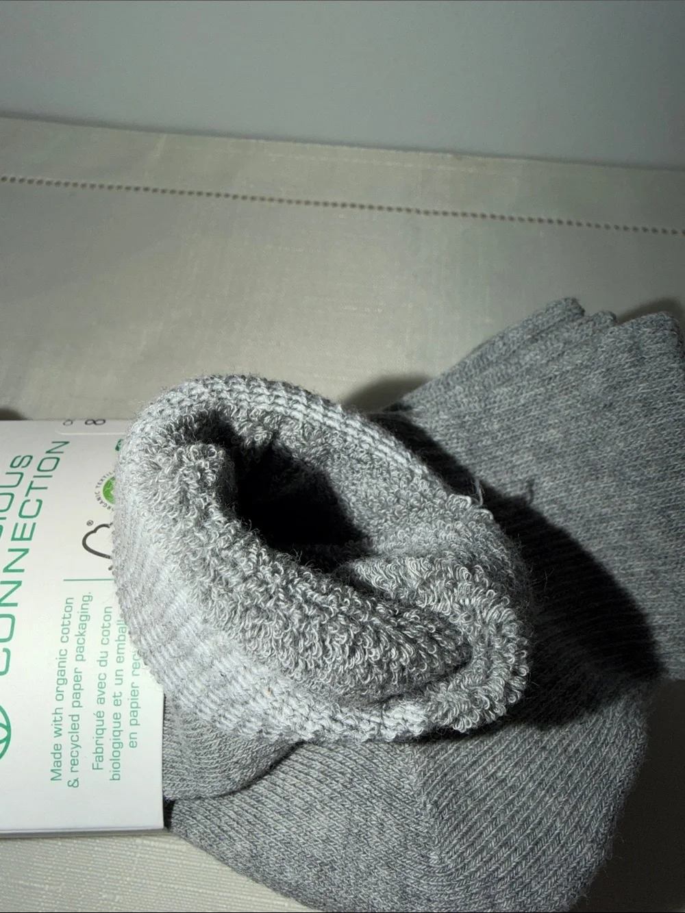 French Connection 5pk White Heather Silver Black Organic Cotton Blend Knit Socks